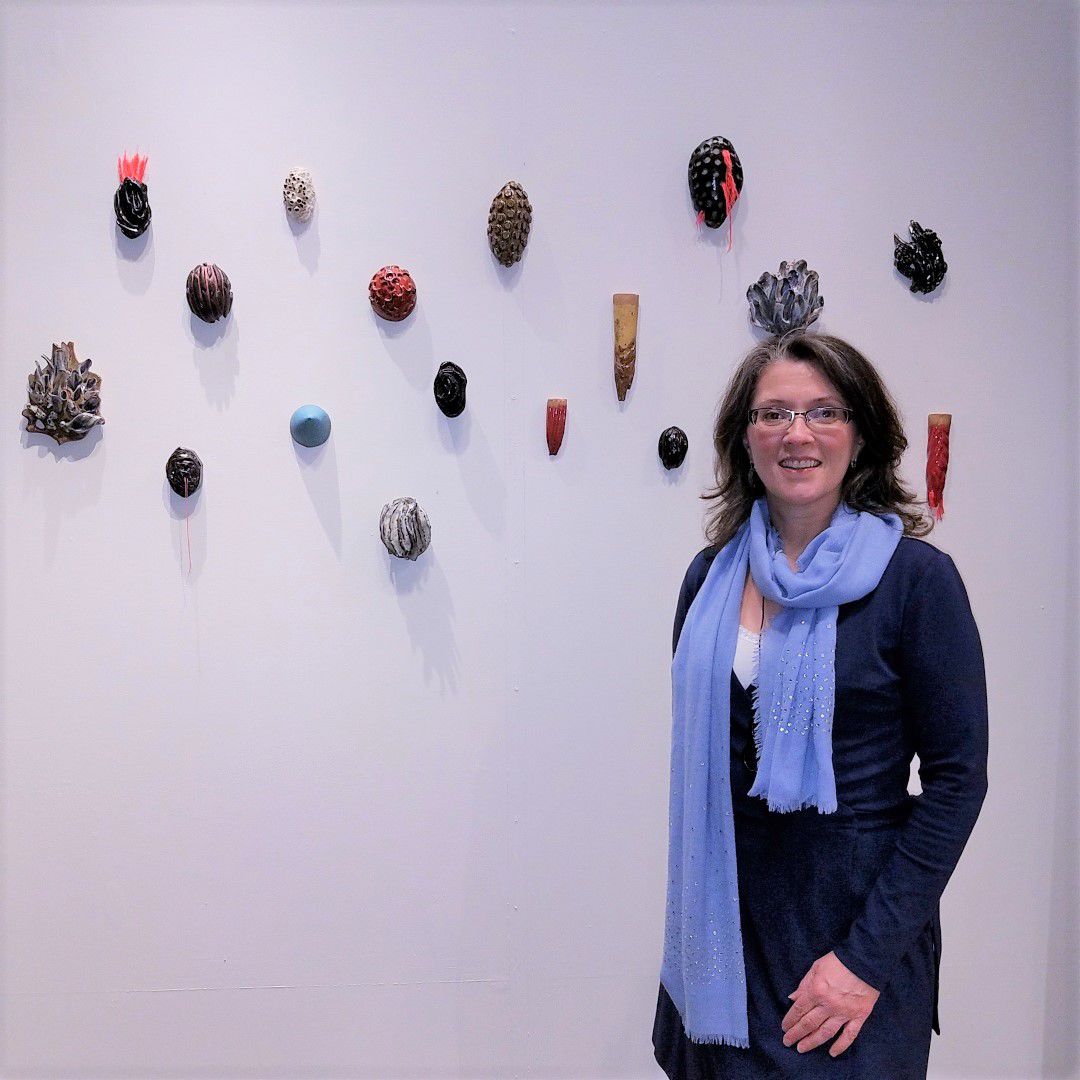 Katrina Murray with sculptural installation